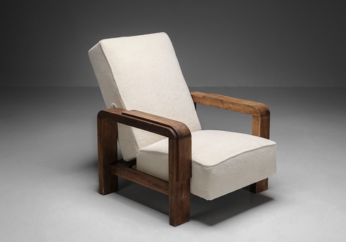 Frontal  view of Jacques Adnet 1928 lounge chair