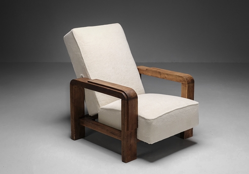 Frontal view of Jacques Adnet 1928 lounge chair