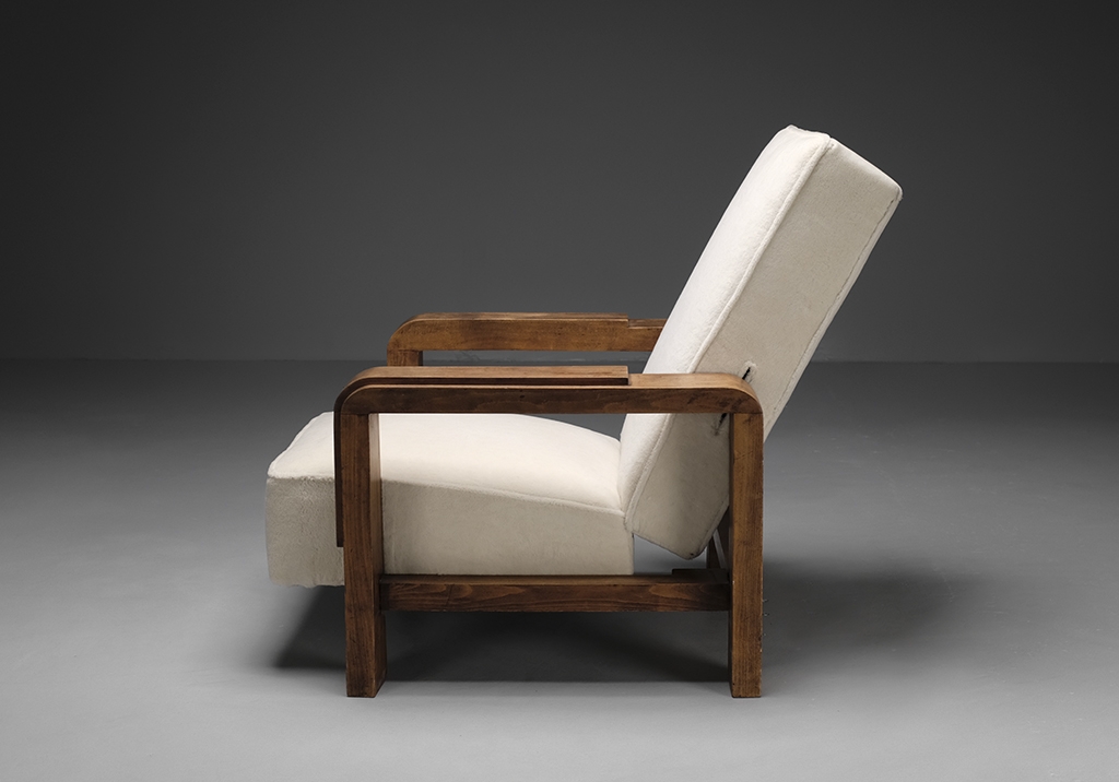 Jacques Adnet 1928 lounge chair : Lateral view.