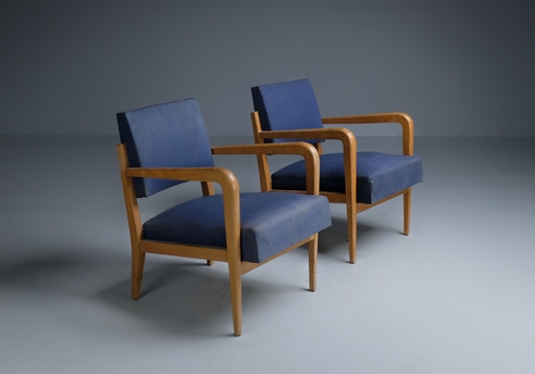 Armchairs by Henry Jacques Le Même: overview of the chairs side by side