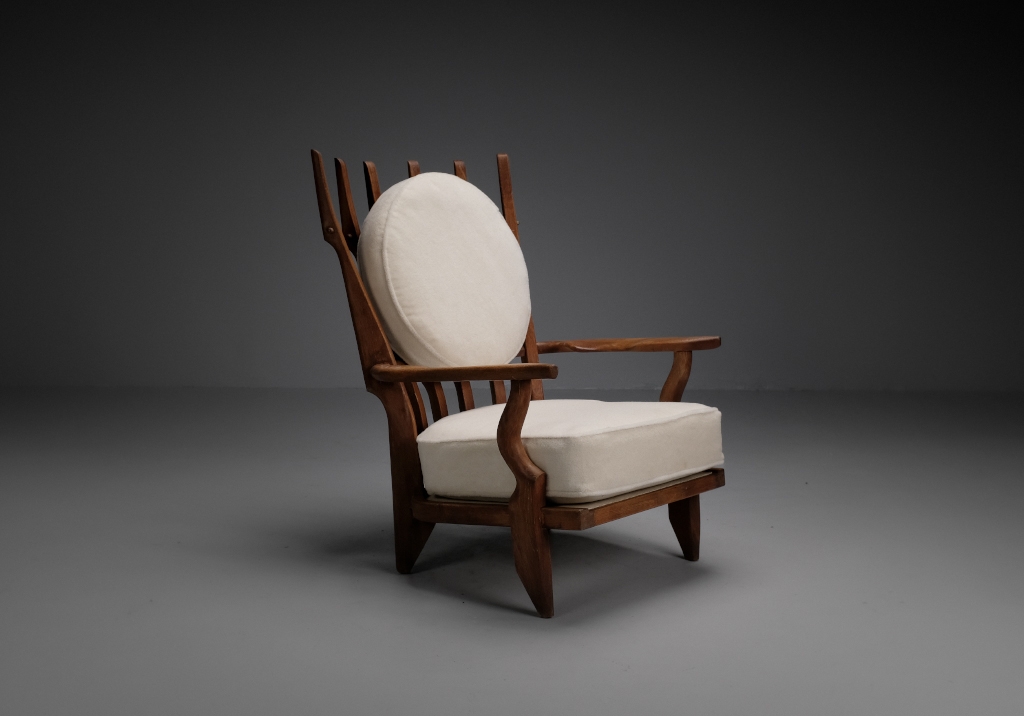 Oak armchair by Guillerme and Chambron: seen at an angle from the left side