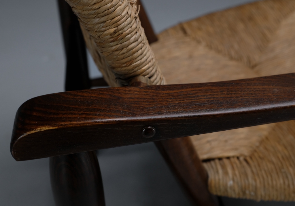 Charlotte Perriand armchair: patina detail of an armrest