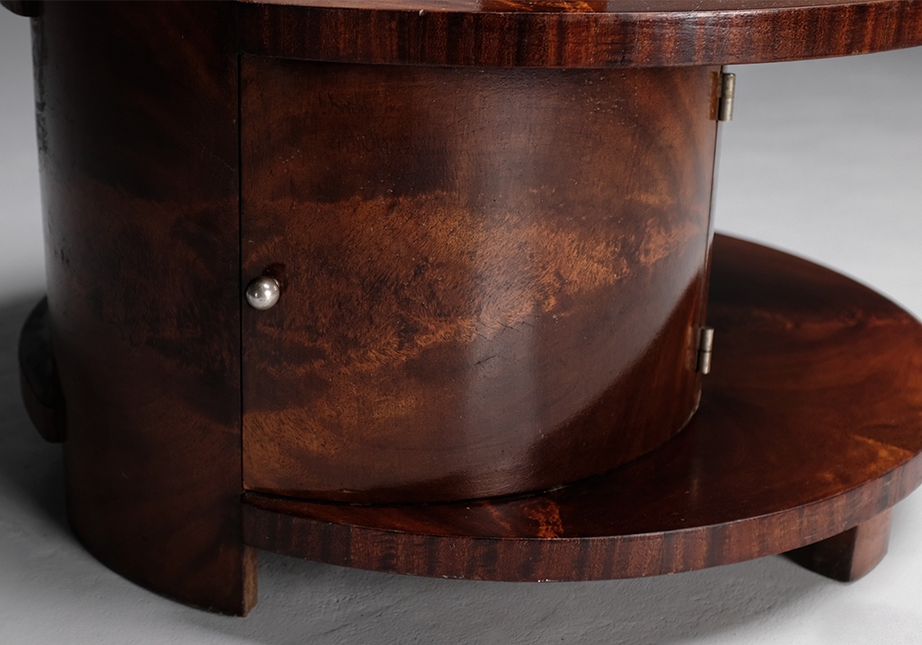 Art Deco Side Table: Detailed view of the lower level showing a small door