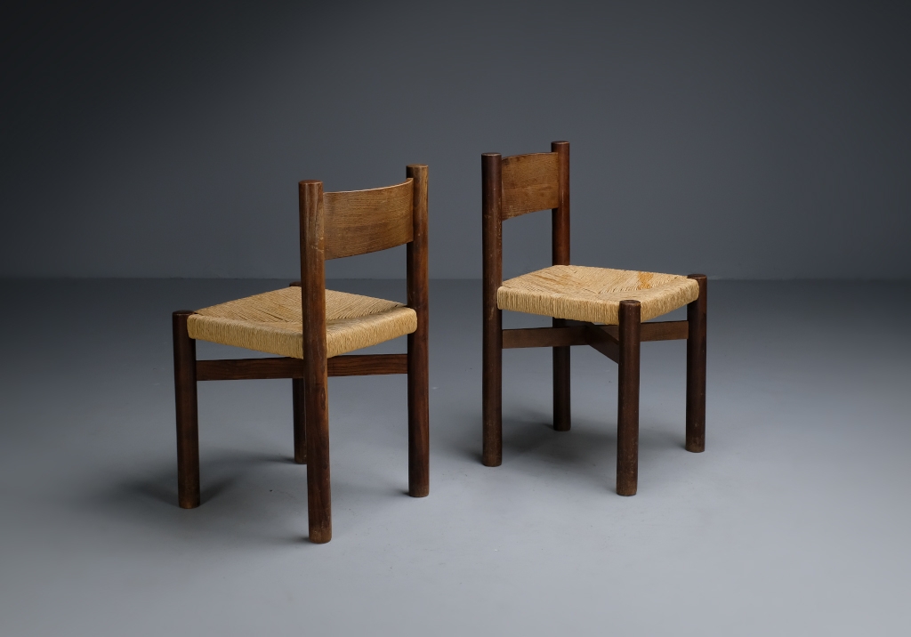 Set of Meribel chairs by Charlotte Perriand for Steph Simon, 1950s