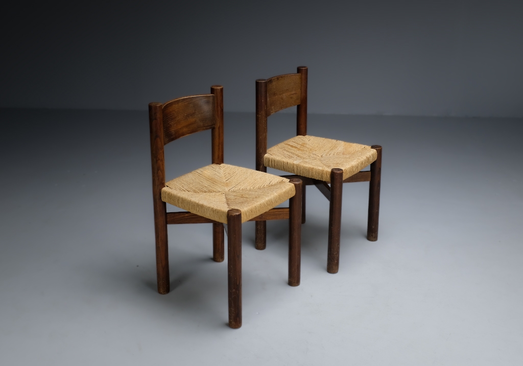 Set of Meribel chairs by Charlotte Perriand for Steph Simon, 1950s