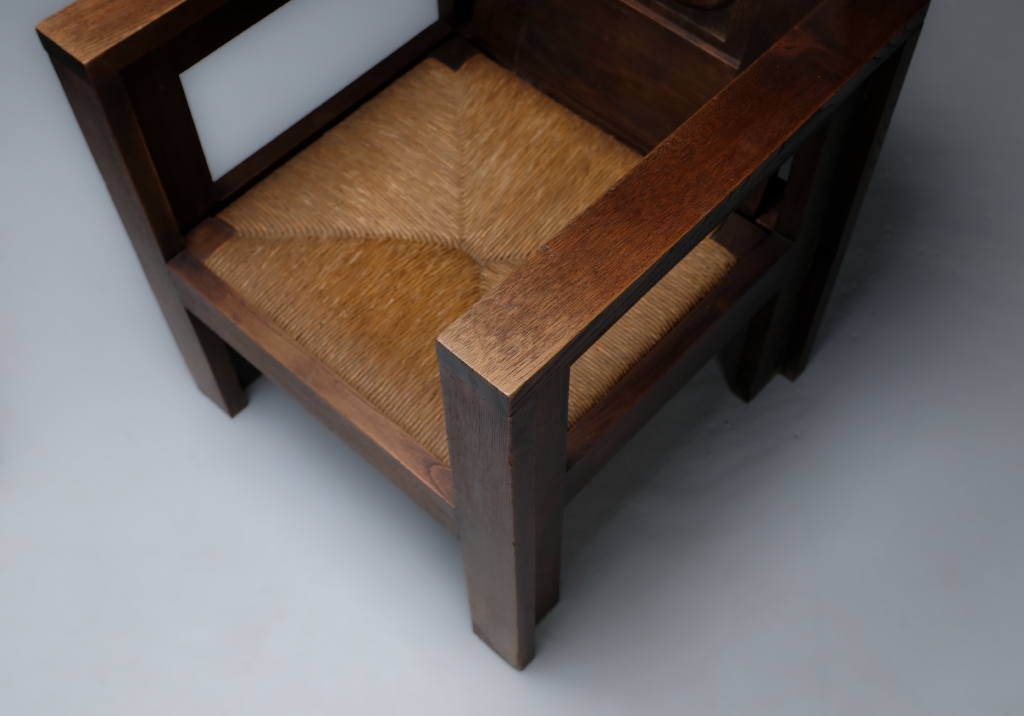 Armchairs by Jospeh Savina: patina detail on one of the armrests