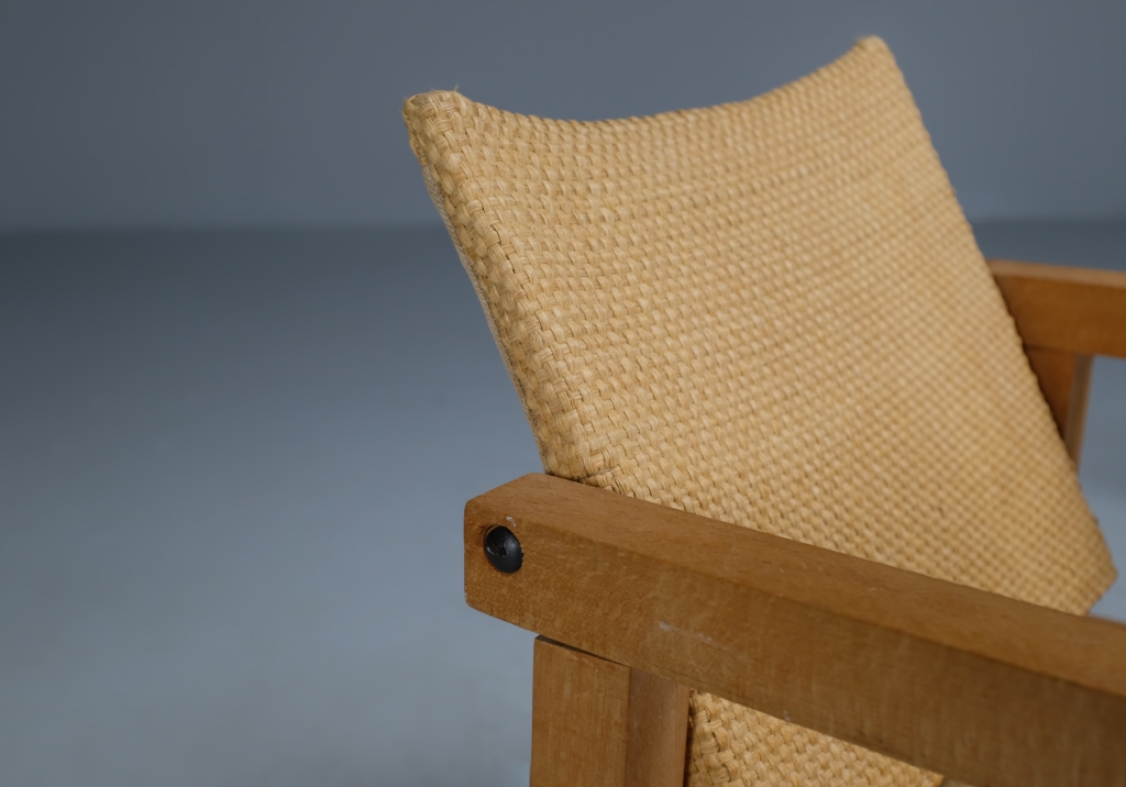 Beech Armchairs: detail of the lighter chair's backrest